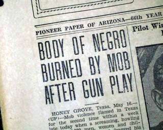   GROVE TX Texas NEGRO Lynching Sam Johnson 1930 Old Newspaper  