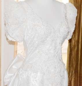 Classic Lace Embroidered & Satin Mori Lee Wedding Dress Soft White 