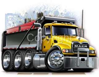 Mack Dump Truck Hauler Cartoon Tshirt #9460 Big Rig Construction Site 