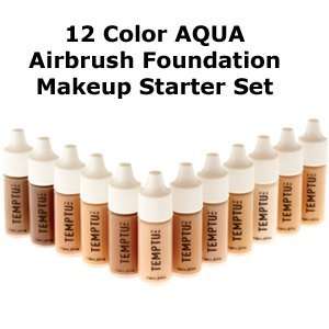 TEMPTU PRO 12 Color Aqua Airbrush Makeup Foundation Starter Set in 1/4 