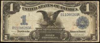 LARGE 1899 $1 DOLLAR BILL SILVER CERTIFICATE EAGLE NOTE Fr 233 OLD 