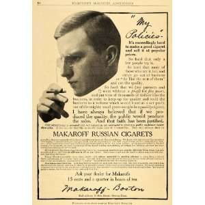  1911 Ad Makaroff Russian Cigarettes No Health Harm Smoke 