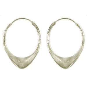  Earrings, Silver Boomerang 1 W 2 L Jewelry