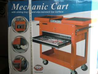 Drawer Mechanic tool cart with sliding split top & locking caster 