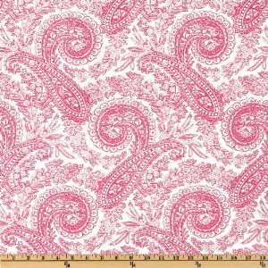  50 Wide Stretch Cotton Poplin Paisley Hot Pink Fabric By 