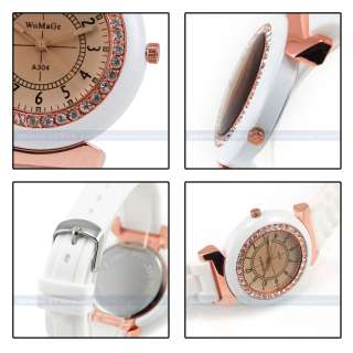 Retro Tinted Glass Rose Gold Crystal Gems Lady Watch BN  