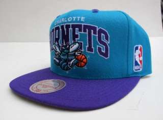 Charlotte Hornets Team Blue On Purple Snap Back Cap Hat By Mitchell 