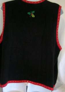 WHITE STAG black Christmas elf knit vest 26W/28W Plus  