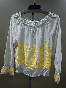 Ivy Jane Peasent Top with Mustard Embroidery Stitch Uncle Frank Boho 