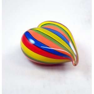  Murano Design Beach Ball Striped Heart Paperweight PW 719 