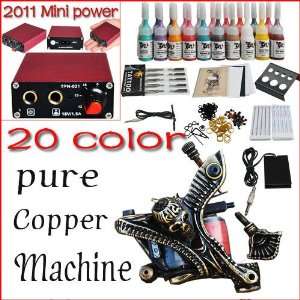  Tattoo Kit Copper Machine Needles 20 Ink Power D128 4239 