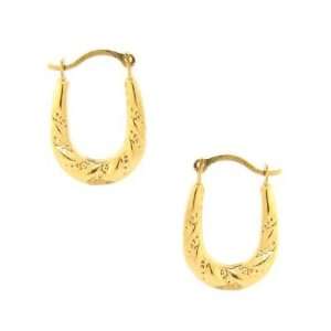  14k Yellow Gold Beaded Swirl Hoop Earrings [Jewelry 