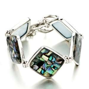    Color Mosaic Pattern Square Shell Bracelets Pugster Jewelry