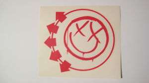Blink 182  Red Logo Smiley Face Sticker, Rub On  