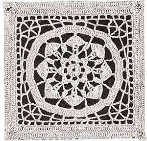 Vintage Crochet MOTIF BLOCK Bedspread pattern Square  