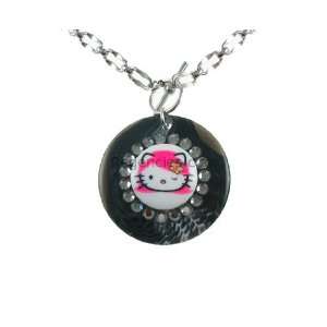 Tarina Tarantino Hello Kitty Pink Head Swirl Necklace   Black Diamond