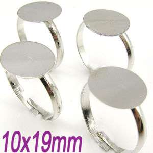 Silver adjustable ring findings glue on pad 13x15mm 30 G  
