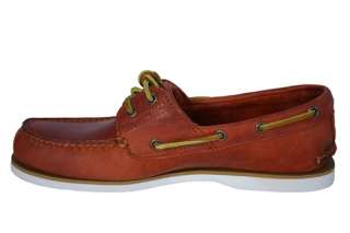   Mens Shoes Classic 2 Eye Orange Nubuck Leather Boat Shoes 29597  