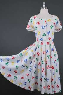   RAINBOW FLORAL Cotton FULL SWING Mad Men DAY Pin Up DRESS L XL  