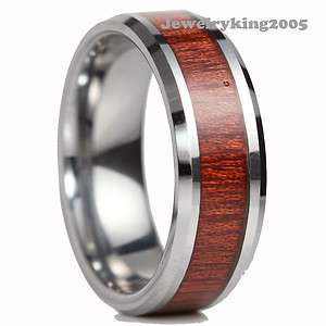 8MM New WOOD Tungsten Ring Men Wedding Ring size 8 13  