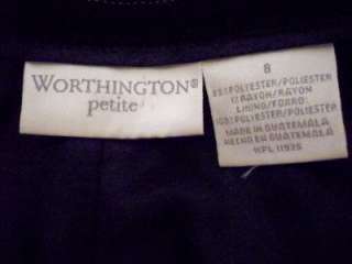 Worthington Petite Black Pin Stripe Pant Suit Sz 8P  