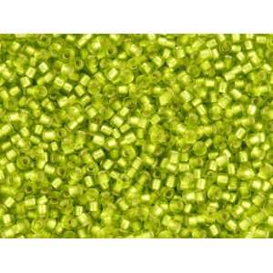  TOHO™ Bead Round 11/0 Frosted Silver Lined Lemon Lime 