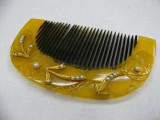 TAISHO Antique Ornamental Comb w/Openwork & Rose V151  