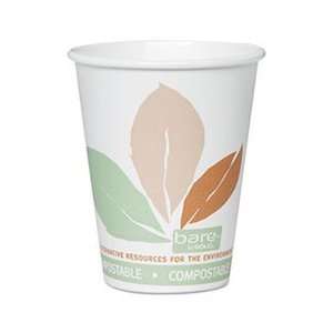  Bare PLA Hot Cups, White w/Leaf Design, 8 oz., 500/Carton 