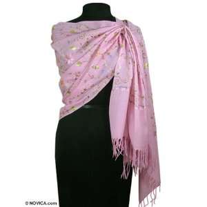  Wool shawl, Pink Posies