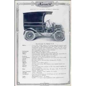    Reprint Specifications for Maxwell Model O D 1909