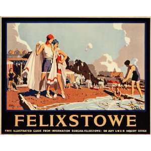 1933 Felixstowe Beach LNER J. Littlejohns Mini Poster   Original Mini 