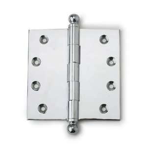  4 solid brass ball tip door hinge in polished chrome 