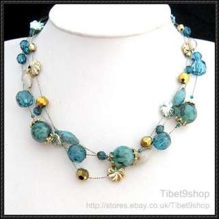   Wholesale Amber Flower Silk Thread Necklace Bracelet Earrings Set SX14