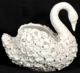 ANTONIO ZEN NOVE Majolica Daisy Encrusted Swans  