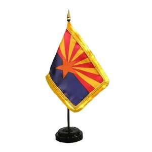  Arizona Flag 4X6 Inch Mounted E Gloss With Fringe Patio 