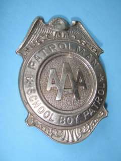 Vintage Original AAA Patrolman School Safety Patrol Pin/Badge ORIGINAL 