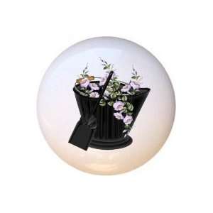 Coal Bucket and Flowers Floral Drawer Pull Knob
