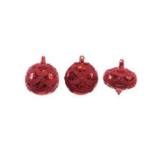  Club Pack of 12 Cameo Ornate Red Jewel Accent Glass 