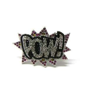  New ICED OUT POW Hip Hop Ring Silver Size 10 Silver Clear 