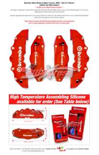 Brembo Style Brake Caliper Covers FRONT+REAR RED 4PC  