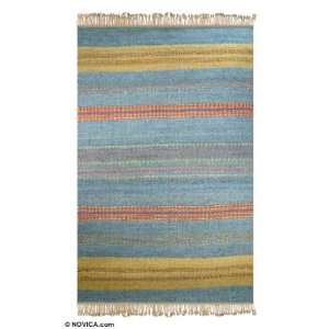  Hemp and jute rug, Blue Stream (5x8)