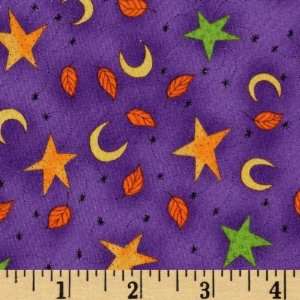  44 Wide Moon Dancers Leaves & Stars Purple Fabric By The 