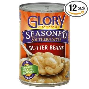 Glory Foods Seasoned Butter Beans, 15 Ounce (Pack of 12)  