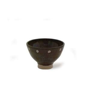  Grehom Handmade Stoneware Pottery   Glazed Green Dots 