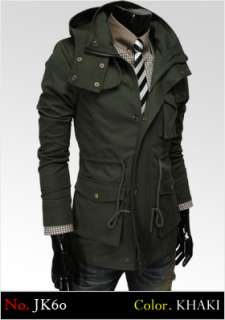   ) THELEES Mens Vintage style Slim fit Denim Safari Jacket Coat BROWN