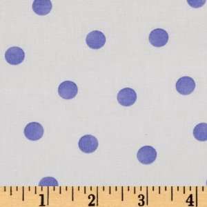  44 Wide Rose Cottage Dots White/Blue Fabric By The Yard 