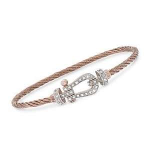  .20ct t.w. Diamond Cabled Bangle Bracelet In Stainless 