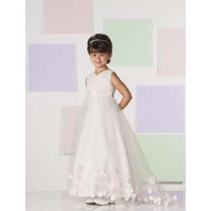  Joan Calabrese Flower Girl Dress 111360   Ivory/Pink Size 