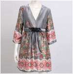 Lovely Kimono Style Mini Dress (Gray) / Dresscloset