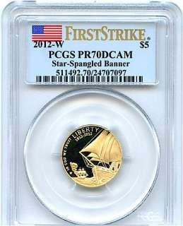 2012 W $5 Gold Proof, Star Spangled Banner, PCGS PR 70 First Strike 